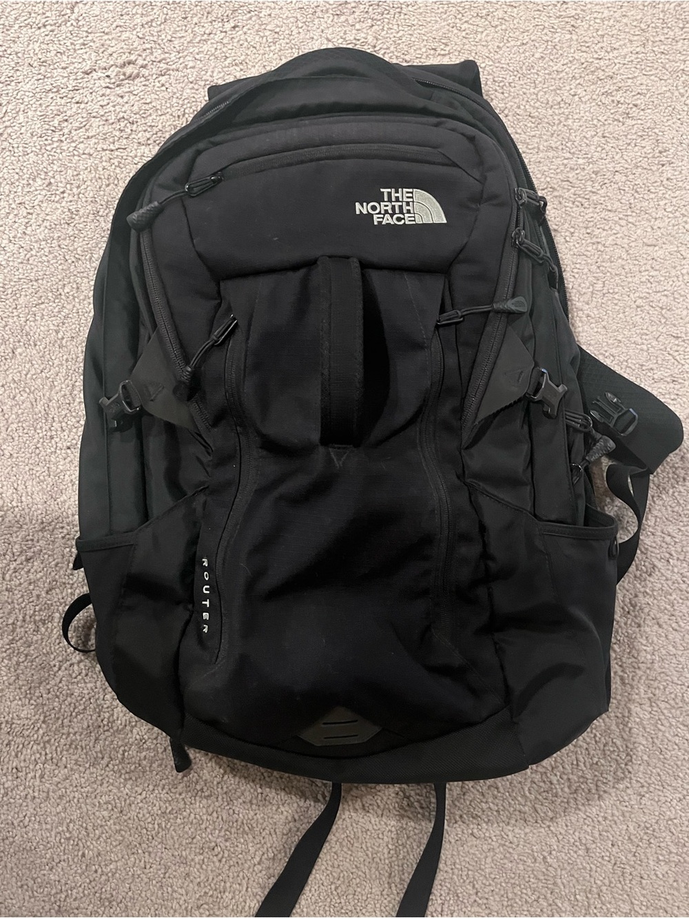 The North Face Black Router Backpack Laptop Sleeve Padded Lumbar Water Bottle